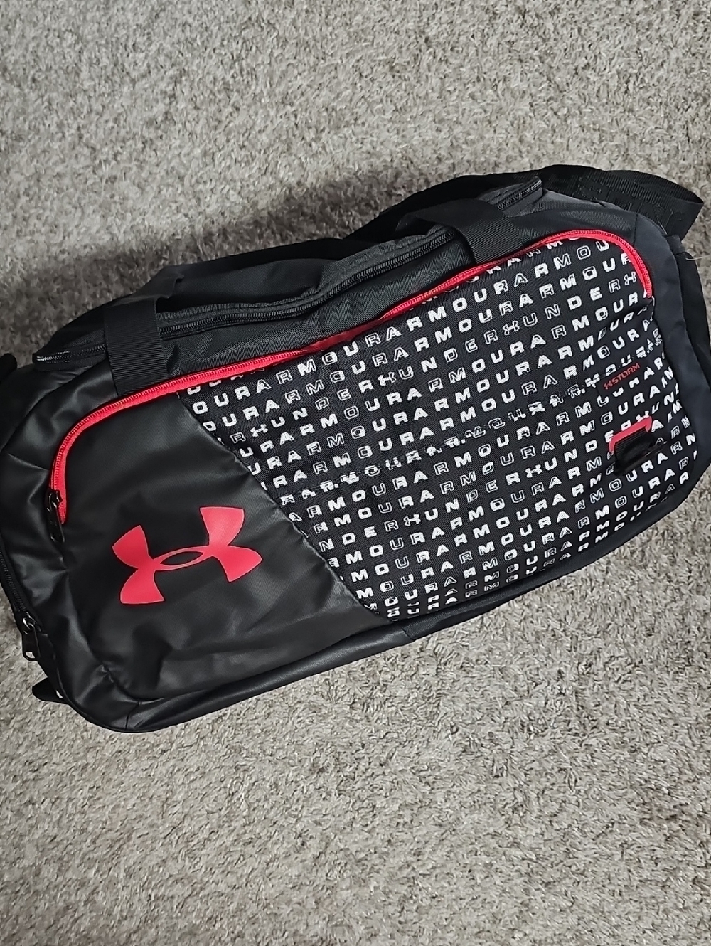 Under Armour Black and Red Men's Duffel with Logo Panel